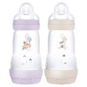 MAM 2 Biberons Easy Start 260 ml 2 Mois Et+ Débit 2 Couleur : Lilas/Sable