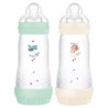 MAM 2 Biberons Easy Start 320 ml 4 Mois Et+ Débit 3 Couleur: Menthe/Coton Coloris Différents